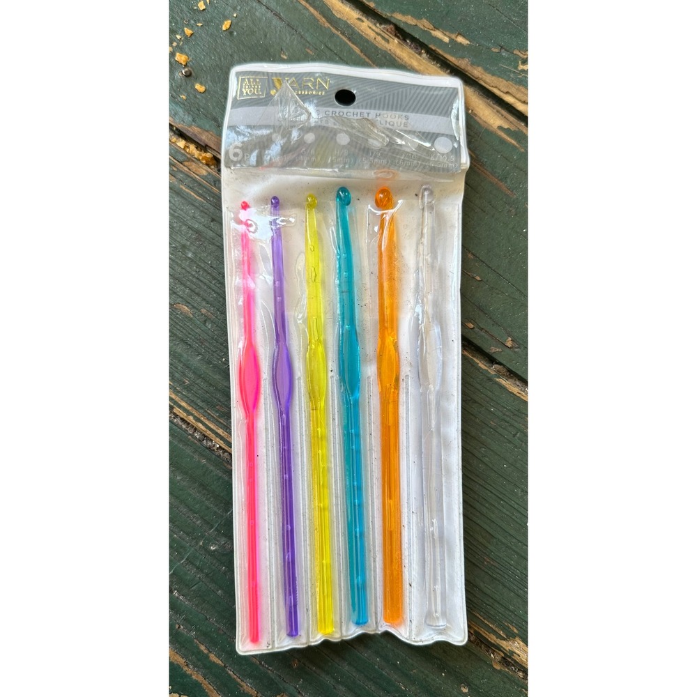 All Things You 6 Piece Acrylic Crochet Hook Set F-K Sizes Multicolor A3524